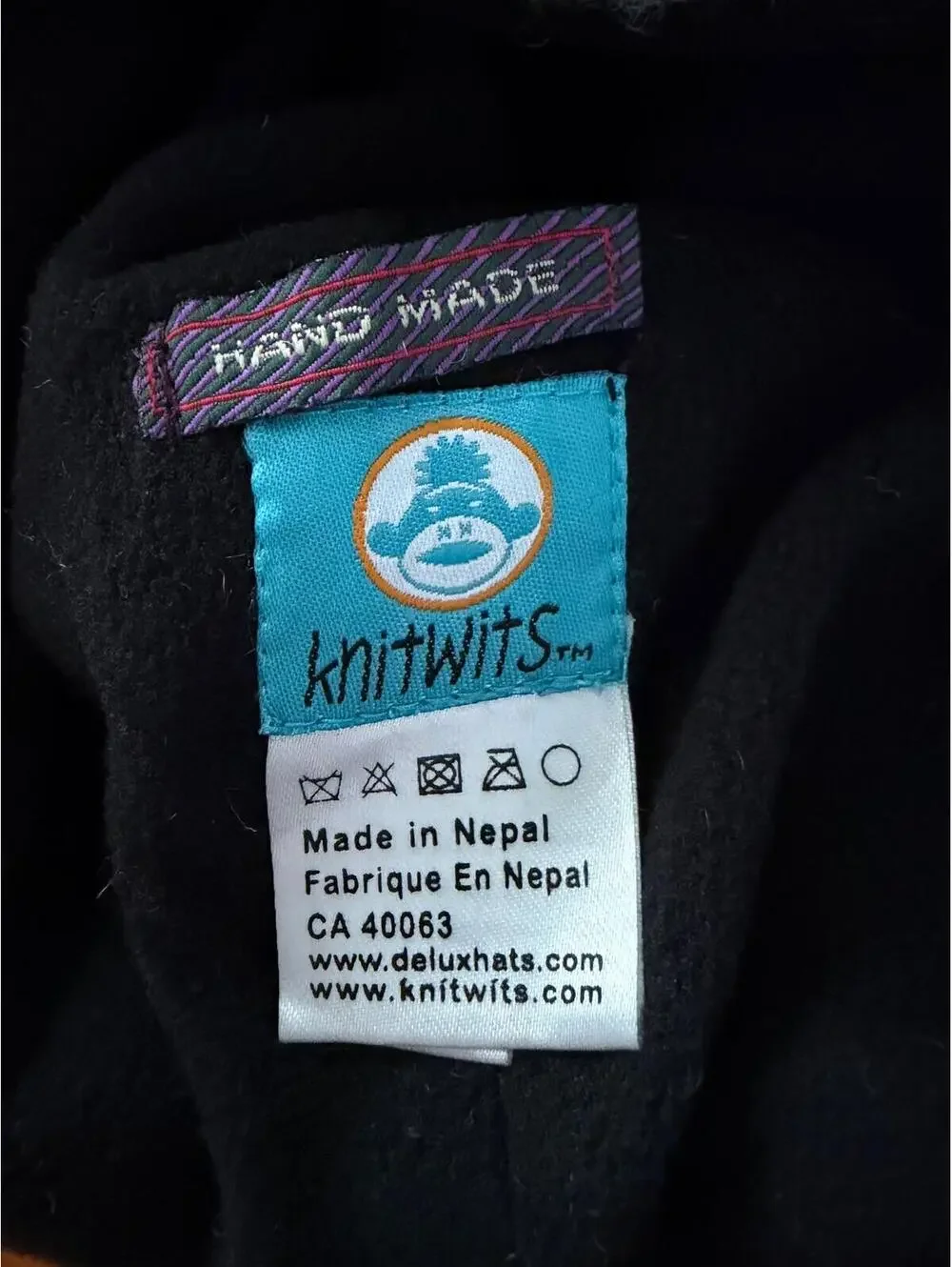 Knitwits 100% Wool Made in Nepal Monkey Earflaps Braided Tassels Hat Kids Size